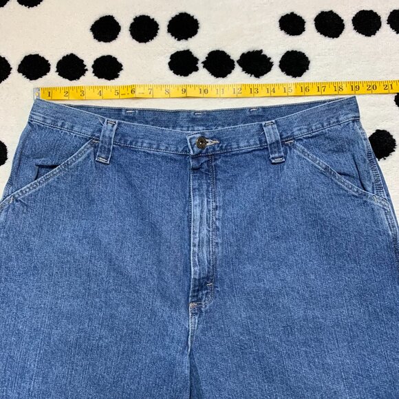 Vintage Y2K Wrangler Denim Carpenter Jorts Baggy Relaxed Fit Cargo Jean Shorts - Picture 7 of 11